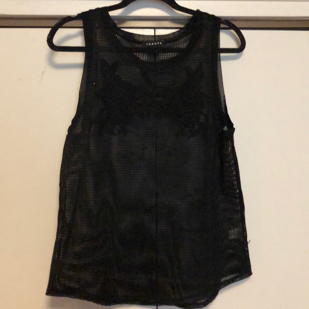 Trouve Black Mesh Top Size M